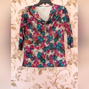 Christopher & Banks Sz P/S Floral Cowl Neck Top - Multicolor